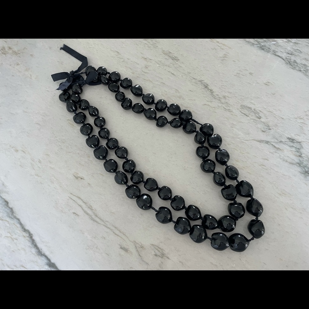 Hawaii kukui nut lei necklace in black, set of 2